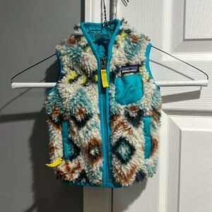 Patagonia Kids Fleece Vest - Teal and Cream